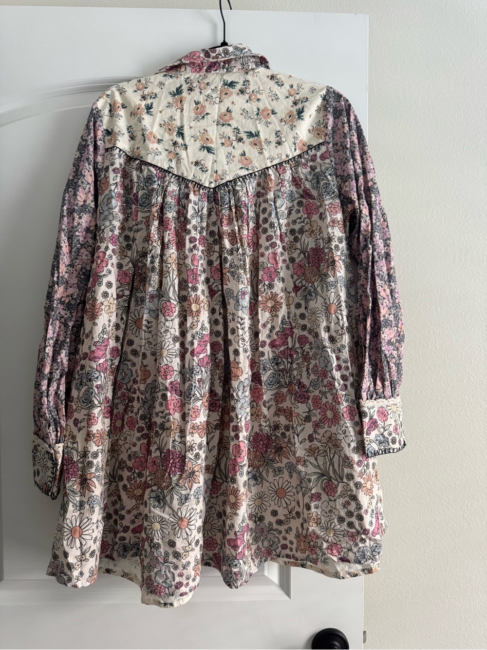 Free People Floral Patchwork Mini Dress - Pink Cream - Picture 2 of 7
